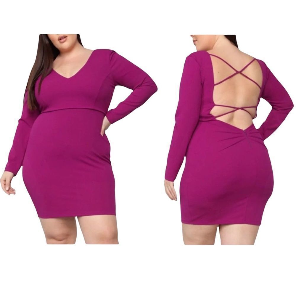 Fashion Nova Plus Purple Bodycon Dress